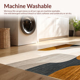 Modern Non Slip with Curved Lines and Earthy Neutral Palette(Beige)