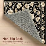 Chic Black and Beige Area with Vintage Floral Accents(Black)