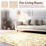 Chic Beige Floor with Delicate Floral Silhouettes and Intricate Vine Work(Beige)