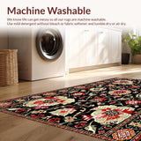 Vivid Flower Motif with Gold Accents(Black)