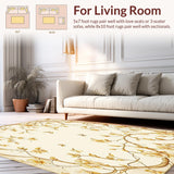 Artistic Beige Ivory Oval with Stylized Floral and Vine Motif(Beige)