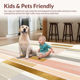 Mid Century Rainbow Stripes Area with Subtle Gradient and Abstract Bands(Beige)