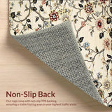 Elegant Beige Floral Area with Artistic Hand Painted Design(Ivory)