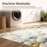 Azure Echoes Area Floral Beige & Blue Oval(Beige)