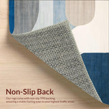 Minimalist Abstract with Blue Grey Gradient and Creamy Beige Lines(Blue)