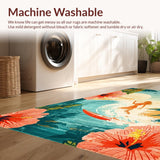 Tropical Hibiscus Surfboard Artwork Area with Retro Silhouette Design(Red)