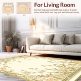 Elegant Garden Floral Area Indoor Entrance Mat Non Slip Hallway Runner(Beige)