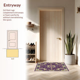 Ornate Floral Runner for Entryway(Purple)