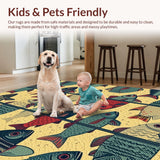 Modern Vibrant Fishing Bathmat for Kids Room(Gold)
