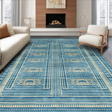 Eclectic Geometric Blue Beige Harmony(Blue)