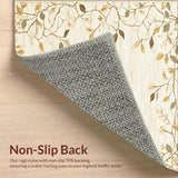 Floral Boho Chic Area with Elegant Beige and Khaki Leaf Motifs for Entryway(Beige)