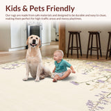 Elegant Wildflower Area Pair Beige Cushioned Kitchen Floor Mat(Beige)
