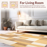 Modern Area with Chic Geometric Design in Warm Beige Hues(Beige)