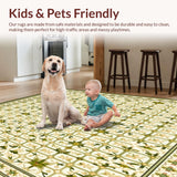 Refined Olive Wool Runner with Intricate Lattice and Floral Embellishments(Beige)