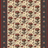 Mushroom Themed Low Profile Boho Doormat(White)