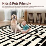 Modern Lattice Black & Beige Woven(Beige)