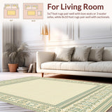 Ancient Scroll Area Sage Beige Artistic Swirl Design(Beige)