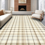 Modern Taupe and Beige Grid with Layered Plaid Stripes(Beige)