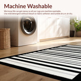 Modern Contrast Striped with Bold Black and White Linear Motifs(Black)