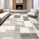 Minimalist Blocks Modern Abstract Low Pile Non Slip Area(Gray)