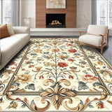 Refined Smoke and Beige Featuring Ornate Floral Leaf Motif Design(Beige)