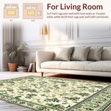 Hallway Runner with Beige/Green Floral(Ivory)