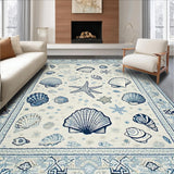 Coastal Shell Motif with Blue Hues(Blue)