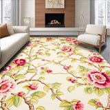 Beige Spring Bloom Entryway Vibrant Flower Area Low Pile Design(Ivory)