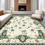 Beige and Green Floral Runner for Hallway(Beige)