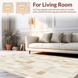 Abstract Mosaic Area with Subdued Neutral Color Blocks and Artistic Flair(Beige)