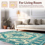 Modern Turquoise Beige Oriental Medallion(Blue)