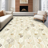 Boho Style Area Scallop Motif Natural Beige Colors(Beige)