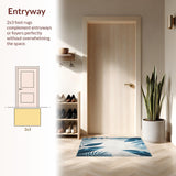 Modern Tropical Leaves Accent in Blue Grey Beige Hues(Blue)