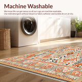 Low Pile Non Slip Runner Boho Retro Neutral Area(Gray)