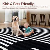Handcrafted Boho Striped Floor Mat Woven Entryway Decor(Black)