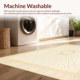 Elegant Floor Modern Boho with Central Starburst Design(Beige)