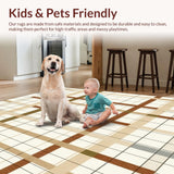 Abstract Geometric Area with Neutral Checkerboard and Linear Accents(Beige)