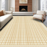 Modern Geometric Area Rug Tan and Cream Checkered Design Carpet(Beige)