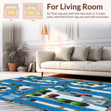 Blue City Map Non Slip Toddler Playroom(Blue)