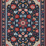 Rustic Dark Blue Flower Motif(Blue)