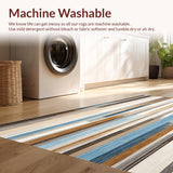 Modern Abstract Striped with Cream Brown Blue and Gray Bands(Beige)