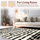 Modern Lattice Black & Beige Woven(Beige)