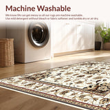 Vintage Inspired Floral Area Non Slip Elegant Design(Beige)