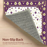 Fluffy Rectangle Abstract Floral Motifs(Purple)