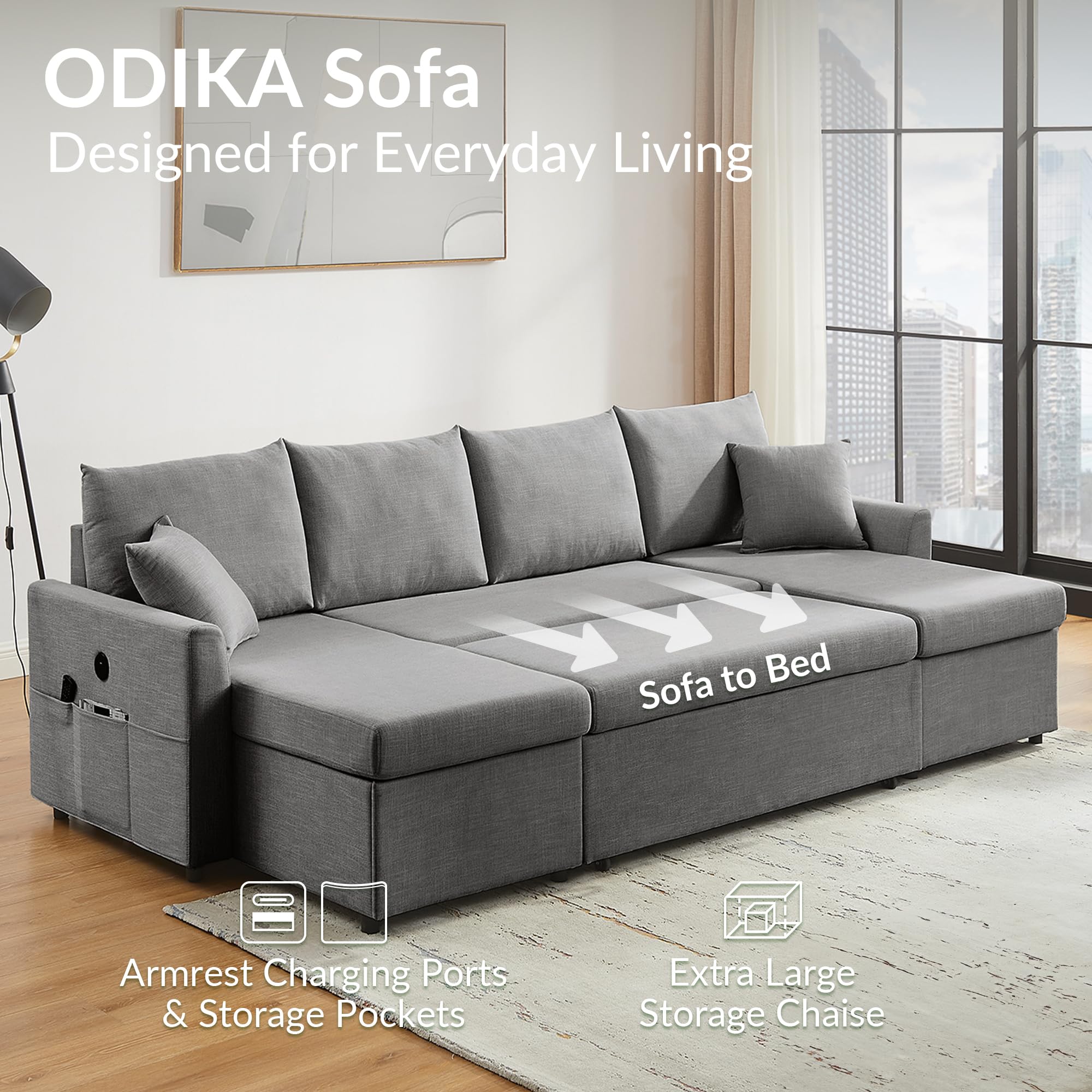 ODIKA Sleeper Sofa Additional Chaise – Chaise for Upgrading Your Existing L - ODIKA