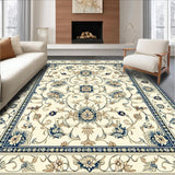 Elegant Floral Beige and Azure Area(Beige)