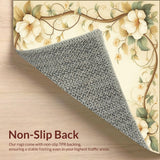 Elegant Floral Runner with Non Slip Backing in Beige Tones(Beige)