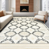 Artisan Boho Diamond Trellis Area with Creamy Neutral Layers(Beige)