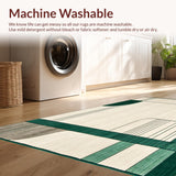 Minimalist Abstract Beige and Dark Green Area Mat(Beige)