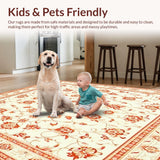 Elegant Entryway Cream Beige Area with Delicate Floral Motif(Beige)